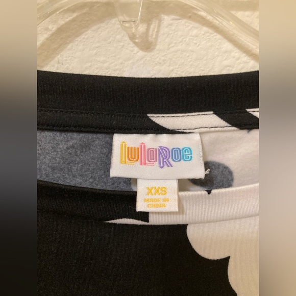 LuLaRoe Black and Off-White Floral Long Sleeve Top - Picture 2 of 7